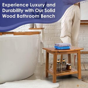 Tabouret de salle de bain en bois Ruoyi 35,6x50,8x45,7 cm avec double rangement pour la douche à domicile - Product Image 2