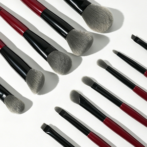 BEILI Luxury <strong>Burgundy</strong> Red 12pcs Makeup Brushes Set Premium Synthetic Hair Foundation <strong>Eyeshadow</strong> Make Up Brush Kit - Product Image 3