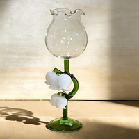 Pichet en verre personnalisé avec logo, motif muguet, en borosilicate, avec bec verseur en forme de fleur, pour café et maison