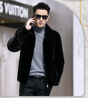 Veste en fourrure de vison véritable pour homme, manteau de luxe noir en fourrure de vison, style classique d'hiver, épais et chaud, vêtement d'extérieur en fourrure authentique