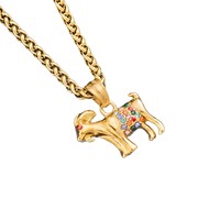 Colgante de Acero Inoxidable con Zirconia de Colores, Diseño de Cabra del Zodíaco, Bonito Amuleto DIY para Collar, Accesorio de Joyería Versátil y de Moda para Mujer
