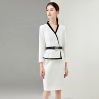 Nouvelle Arrivée Robes de Travail de Haute Qualité pour Femmes de Bureau, Robe Crayon à Volants, Col en V, Boutons, Robe de Travail pour le Bureau