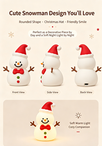 Snowman Silicone Touch <b>Lamp</b> Bedroom Headboard <b>Charging</b> Night Light Ambient Light Christmas Gift - Product Image 5