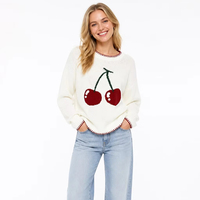 Pull-over personnalisé OEM & ODM pour femme, tricoté, manches longues, col rond, style vintage, automne-hiver, Noël, en acrylique, Ropa De Mujer