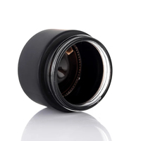 Pot cosmétique vide rechargeable en verre noir givré avec logo personnalisé Conteneur d'ombre à paupières crème pour le visage avec bouchon en grain de bois