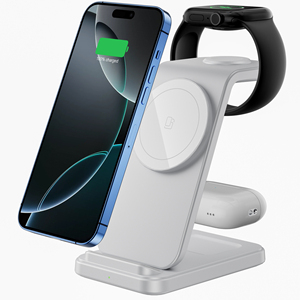 Stazione di Ricarica <span class=keywords><strong>Wireless</strong></span> 3 in 1 Portatile e Pieghevole, Caricatore Magnetico <span class=keywords><strong>Wireless</strong></span> 15W, Supporto per Telefono Cellulare - Product Image 1