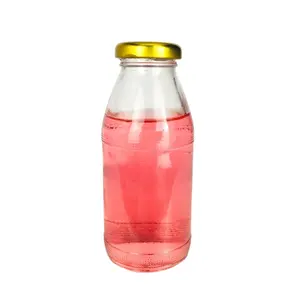 Wholesale 200ml clear glass juice bottle for milk with 38mm lid