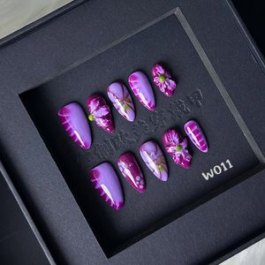 Azul 3D flor hecha a mano prensa en las <span class=keywords><strong>uñas</strong></span> 10 piezas lujo reutilizable Nail Art belleza decoración <span class=keywords><strong>precio</strong></span> al por mayor <span class=keywords><strong>uñas</strong></span> <span class=keywords><strong>postizas</strong></span> - Product Image 1