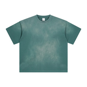 Nuova T-shirt Oversize da Uomo alla Moda con Stampa Personalizzata del Logo, Effetto Spray Bianco, Lavaggio Effetto Invecchiato, Grafica Vintage - Product Image 4