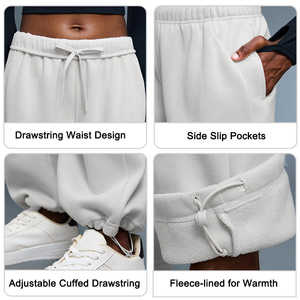 Pantalons larges décontractés à taille haute sur mesure pour femmes, doublés en polaire, chauds, pour la <span class=keywords><strong>randonnée</strong></span>, les sports <span class=keywords><strong>de</strong></span> plein air - Product Image 5