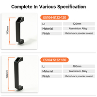 Poignée de tirage en aluminium noir mat avec fixation par vis pour armoires industrielles, racks de serveurs et portes d'équipements