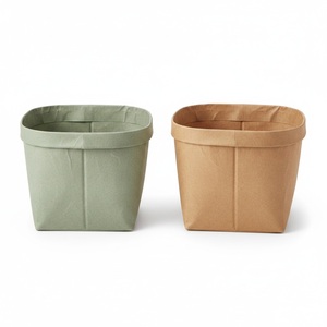 Washable Kraft Paper Foldable Storage <b>Bin</b> Leather Look Vegan Paper Collapsible Custom Logo Home Retail Supply - Product Image 6