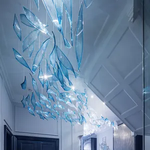 Classic Maple Leaf Design Hotel Lobby Elegant Fashion Glass Led Chandelier Light