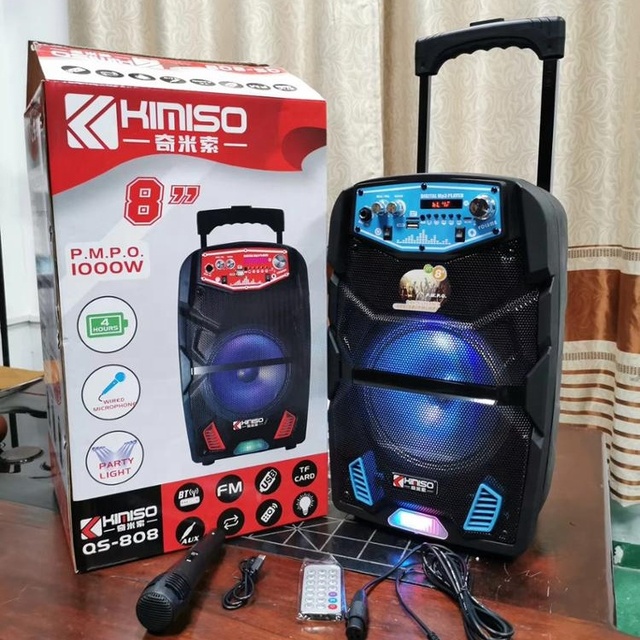 KIMISO QS808 Factory Price 8 Inch Kimiso Qs-808 Cheap Plastic Pa Speaker With Flash Lights