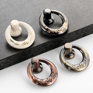 European Style <b>Drawer</b> Handle Cabinet Knob Ring <b>Pull</b> Solid Thickened Black <b>Gold</b> Silver Color - Product Image 5