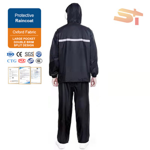Ensemble imperméable cycliste (veste et pantalon) – Combinaison <span class=keywords><strong>de</strong></span> pluie intégrale réfléchissante pour adulte – Imperméable et sécuritaire – Simple ou double couche - Product Image 2