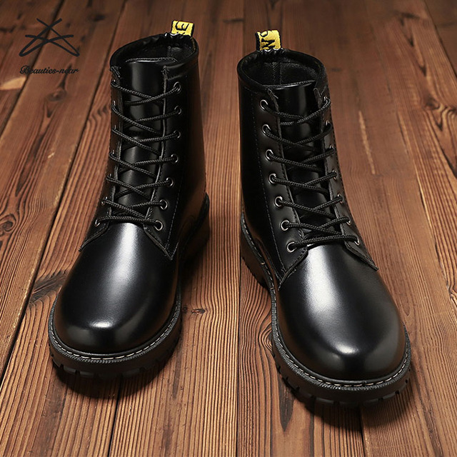 New Spring Casual Men Winter Men's Black Platform Ankle Fashion PU Leather Warm High Top Winter Boots Shoes