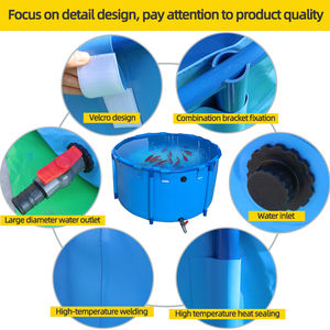 Étang à poissons d'<span class=keywords><strong>aquaculture</strong></span> en plastique commercial | Réservoir d'élevage de poissons mobile avec support de tuyau galvanisé - Product Image 6