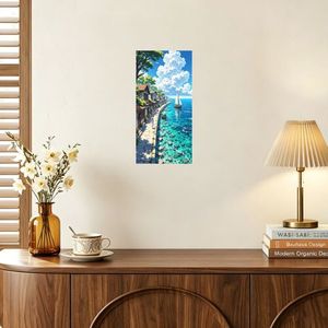 Floral Panel Plants & Flowers Minimalist Beige <b>Hanging</b> Wedding Canvas Wall Art Rectangle Frameless Modern Print Medium Size - Product Image 4