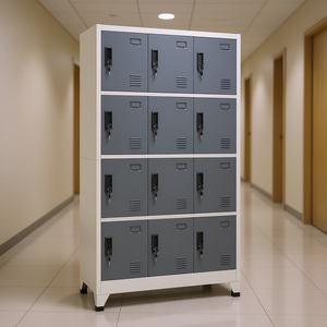 Armario Moderno de Acero Gris con 4 Niveles para Almacenamiento y Organización de Oficina, Tipo Vertical - Product Image 2