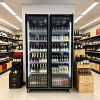 Réfrigérateur à vin de luxe à refroidissement direct, 3 portes, en acier inoxydable, pour usage commercial, avec porte vitrée et contrôle numérique