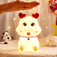 Lampe de nuit créative en silicone Dragon, à intensité variable, avec capteur tactile, chargement USB, lumière blanche chaude, décoration de chevet pour chambre d'enfant