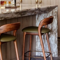 Runwood Neuer Moderner Minimalistischer Bar-Thekenstuhl für Zuhause, 75cm Höhe, mit Rückenlehne, Holz-Barhocker