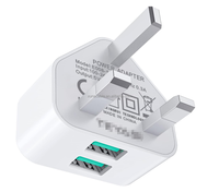 Double port UK Plug 2.1A Mobile Fast Charging Head QC2.0 USB Android Phone Charging Block pour Samsung Huawei iPhone