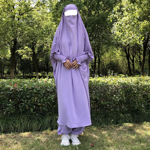 Ensemble deux pièces pour pantalon Niqab avec cordons, grande taille, <span class=keywords><strong>Abaya</strong></span> de prière en Nida de haute qualité, Vêtements musulmans islamiques en gros, Mowing - Product Image 2