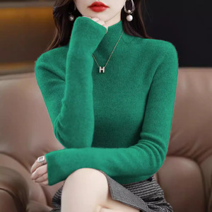 Pull en laine à col haut pour femme, coupe ajustée, couleur unie, tricot en cachemire, couche de base, tailles S M L XL 2XL - Product Image 4