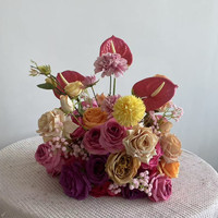 Boule florale PPS de qualité supérieure, orange, jaune, rose, rose marron, colorée, pour arrangement floral en vrac pour la décoration de table de mariage et d'événements