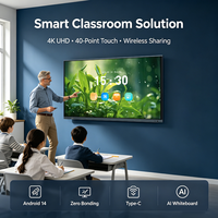Tableau blanc interactif sans fil 4K AI 55/65 pouces pour l'éducation et l'enseignement, écran tactile intelligent, fréquence de touche 6ms, usage intérieur