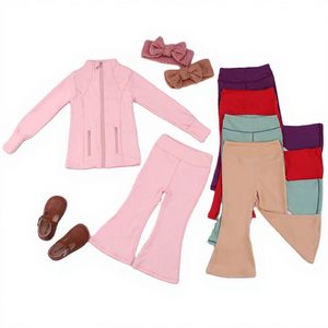Set Yoga a Maniche Lunghe per Bambine Lulu, Vendita all'Ingrosso, Set Giacca e Pantaloni per Bambini, <span class=keywords><strong>Abbigliamento</strong></span> <span class=keywords><strong>Sportivo</strong></span> alla Moda per Bambine - Product Image 1