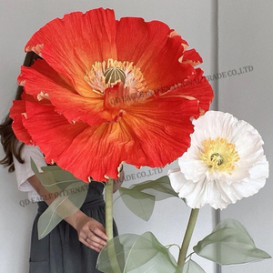 H-134 harga yang baik warna merah oranye ukuran besar bunga poppy untuk Valentine dekorasi acara latar belakang pernikahan - Product Image 6