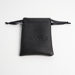 Wholesale Custom Logo Pu Leather <b>Drawstring</b> <b>Bags</b> Jewelry Gifts Storage <b>Waterproof</b> Black Dust <b>Bag</b> for Data Cable and Earphone - Product Image 5