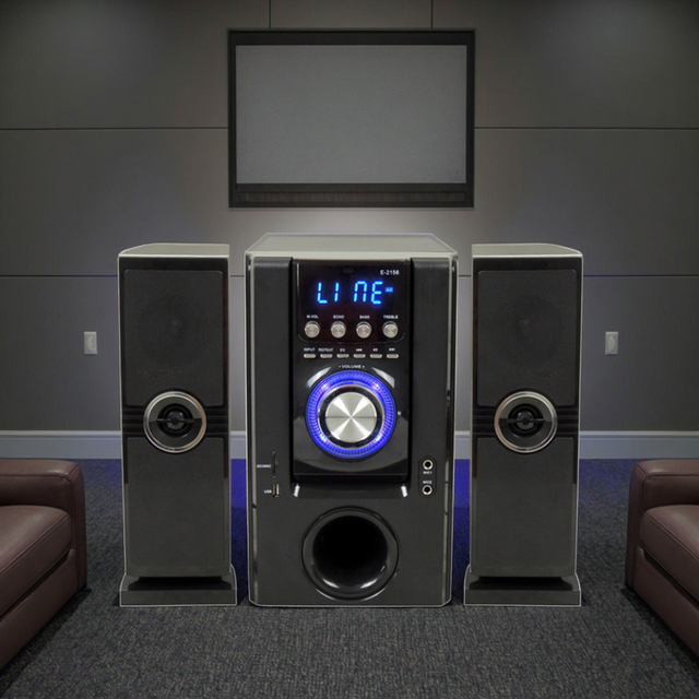40W Home Theater System with 3 Black Speakers for Home Entertainment