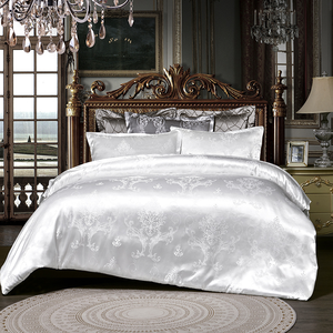 Sutra emas Satin mewah Jacquard Twin Queen Duvet penutup Set edding Set dengan 1 selimut penutup <span class=keywords><strong>2</strong></span> sarung bantal - Product Image 4