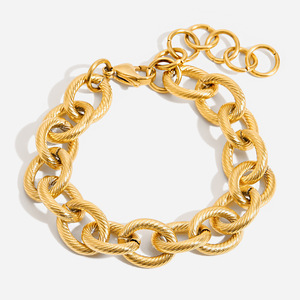 Spiral <b>Cross</b> <b>Chain</b> Bracelet 18K Gold Stainless Steel Unisex Jewelry Geometric Design - Product Image 1