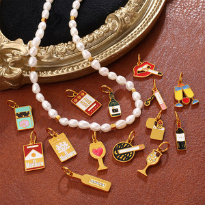 Luxury14k DIY ที่กำหนดเองชุบทอง18K 316L สแตนเลสเครื่องดื่มชาร์มสำหรับเครื่องประดับสร้อยคอสร้อยข้อมือการทำเครื่องประดับจำนวนมาก - Product Image 1