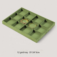 Nouveau design 2026 : Plateau de présentation et de rangement pour bijoux en velours vert olive, pour colliers, bagues, bracelets, boucles d'oreilles et pendentifs
