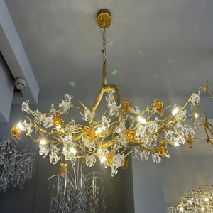 Lampu gantung Hotel kristal seni bunga es Motif tembaga lampu gantung bunga prem bercahaya lampu liontin cabang tembaga - Product Image 5