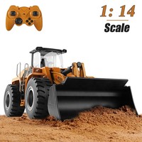 Bulldozer de aleación de simulación eléctrica a escala 1/14, 14800-A, 2,4G, 4WD, modelo RC, características, Cable USB incluido, juguete de nivel experto para niños