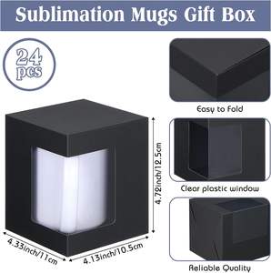 Custom Coffee Mug Gift Cardboard Boxes and Packaging Black Gift Box clear Window <strong>Christmas</strong> Gift Boxes for Mug - Product Image 3