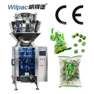 Economic small sachet bag 2 in 1 weighing filling packaging multihead weigher frozen green peas snack food packing machine