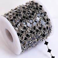 Chaînes Trèfle en Acier Inoxydable Plaqué Or 18K PVD Émail, Chaîne Trèfle à Quatre Feuilles 10 Mètres/Rouleau, Chaîne de Bijoux Permanents DIY