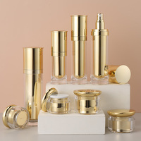 Ensemble cosmétique luxueux en acrylique doré avec flacon pompe à lotion et pots de crème pour le visage, contenances 20g, 30g, 40g, 50g, 30ml, 50ml, 80ml, 100ml