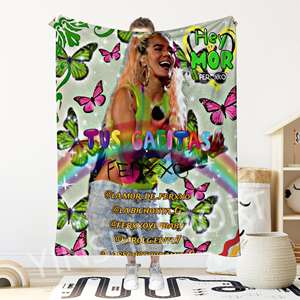 2024 nuevo <span class=keywords><strong>Karol</strong></span> <span class=keywords><strong>G</strong></span> Manana Sera Bonito Shakra manta impresa personalizada Super suave polar franela viaje hogar mantas - Product Image 6