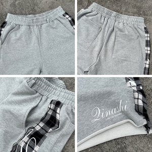 Custom Print Logo Mid Waist Vintage Oversized <b>Jogger</b> Sport Running <b>Shorts</b> French Terry Cotton Plaid Men - Product Image 3