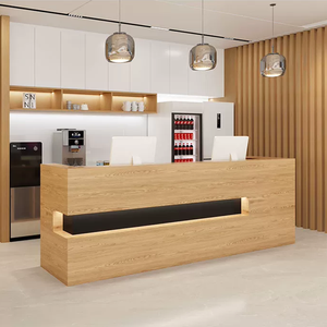 Mostrador de Recepción Moderno <span class=keywords><strong>para</strong></span> Oficina, Mostrador de Recepción Pequeño de Madera con Luz LED <span class=keywords><strong>para</strong></span> Hotel, Salón, Clínica - Product Image 1