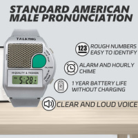 El reloj parlante atómico se configura para personas con discapacidad visual o personas mayores LCD Big Number Reloj parlante fácil de leer para personas mayores